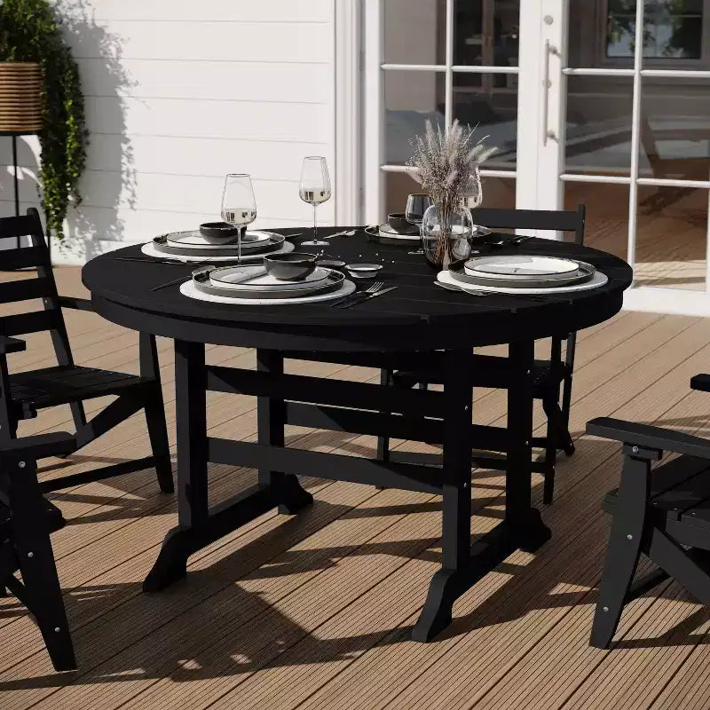 Tavolo e sedie Adirondack Merrick Lane 5 pz con portabicchieri a scomparsa in HDPE riciclato