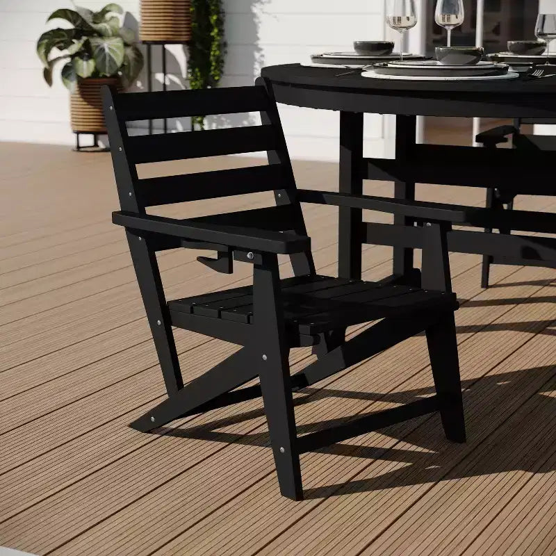 Tavolo e sedie Adirondack Merrick Lane 5 pz con portabicchieri a scomparsa in HDPE riciclato