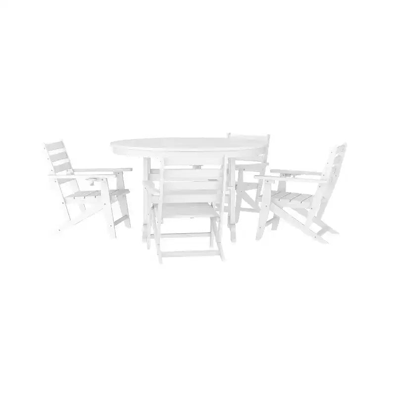 Tavolo e sedie Adirondack Merrick Lane 5 pz con portabicchieri a scomparsa in HDPE riciclato