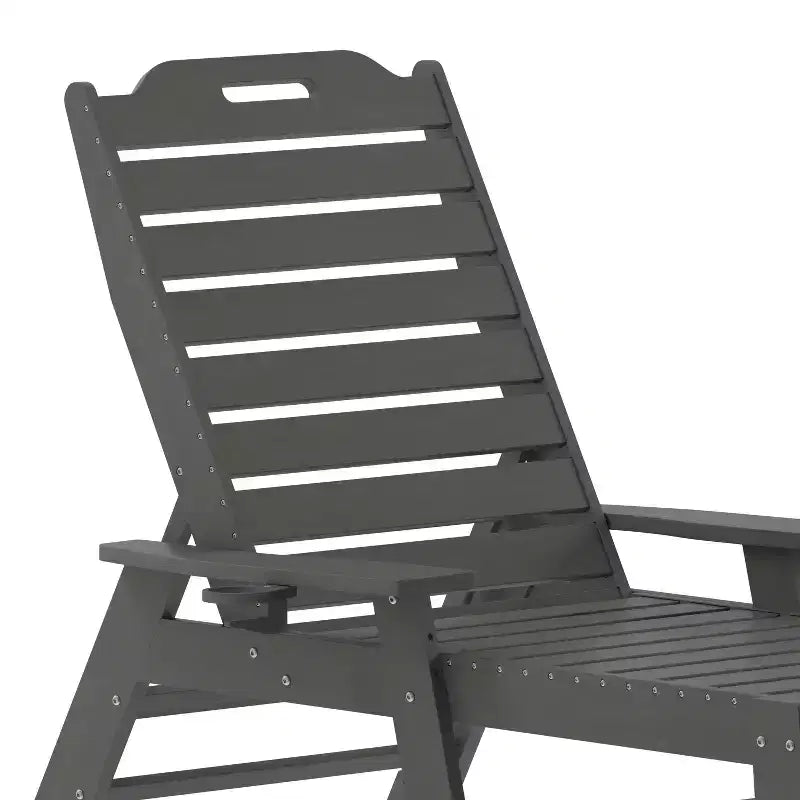 Emma and Oliver Set 3 Pezzi per Interni/Esterni con 2 Lettini Adirondack Regolabili in Poliresina con Portabicchieri Girevoli e Tavolino Pieghevole