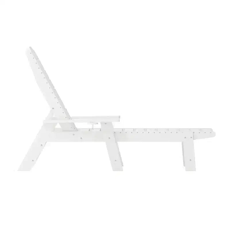 Emma and Oliver Set 3 Pezzi per Interni/Esterni con 2 Lettini Adirondack Regolabili in Poliresina con Portabicchieri Girevoli e Tavolino Pieghevole