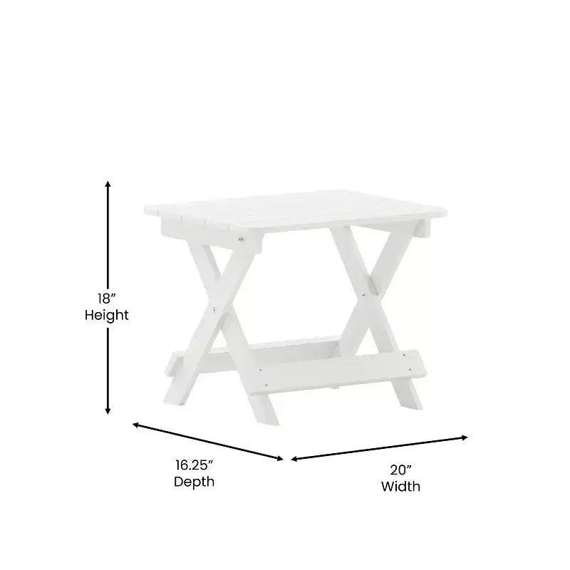 Emma and Oliver Set 3 Pezzi per Interni/Esterni con 2 Lettini Adirondack Regolabili in Poliresina con Portabicchieri Girevoli e Tavolino Pieghevole