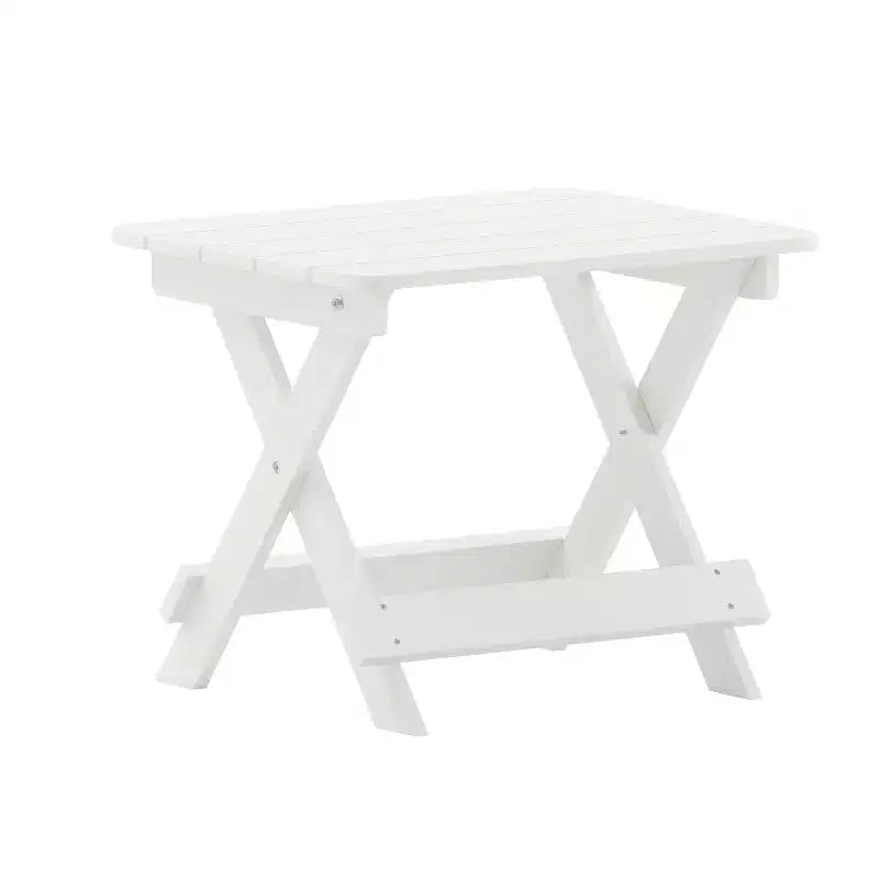 Emma and Oliver Set 3 Pezzi per Interni/Esterni con 2 Lettini Adirondack Regolabili in Poliresina con Portabicchieri Girevoli e Tavolino Pieghevole