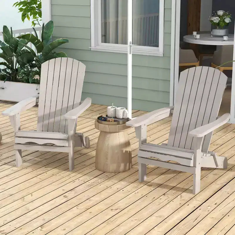 Costway Set di 1/4 sedie Adirondack pieghevoli con schienale alto e braccioli ampi in legno grigio