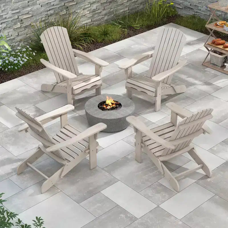 Costway Set di 1/4 sedie Adirondack pieghevoli con schienale alto e braccioli ampi in legno grigio