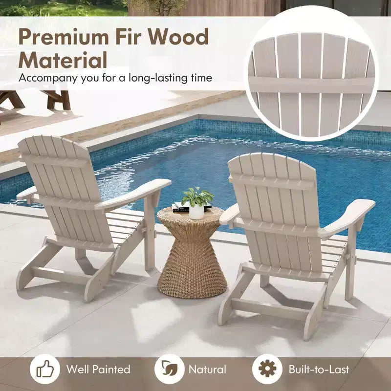 Costway Set di 1/4 sedie Adirondack pieghevoli con schienale alto e braccioli ampi in legno grigio