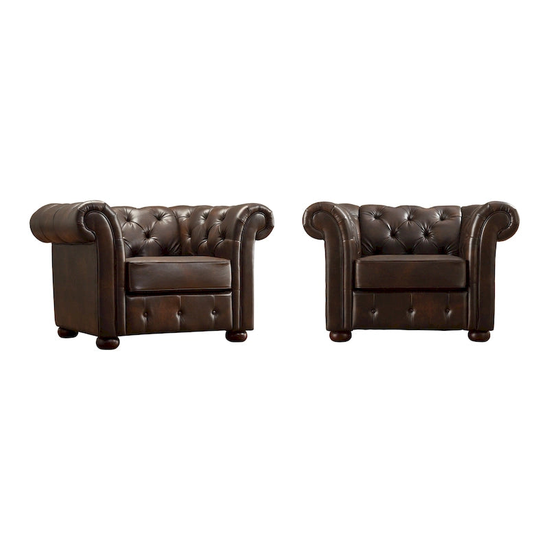Poltrona Chesterfield con braccioli arricciati, trapuntata, modello Gdansk