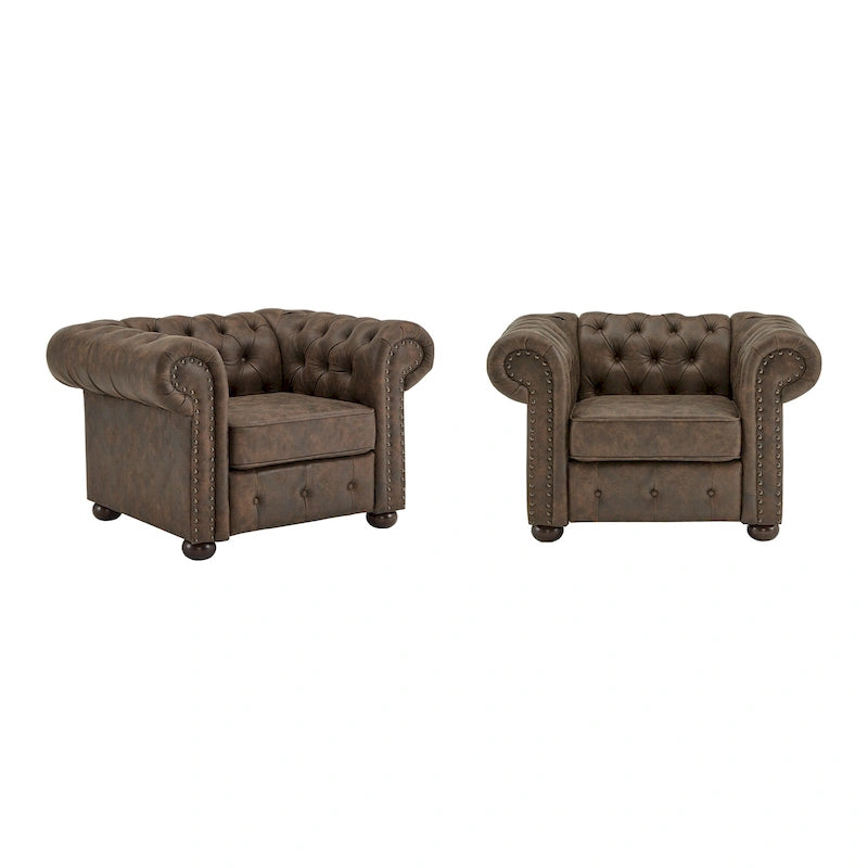 Fauteuil Chesterfield Gdansk à accoudoirs arrondis capitonnés