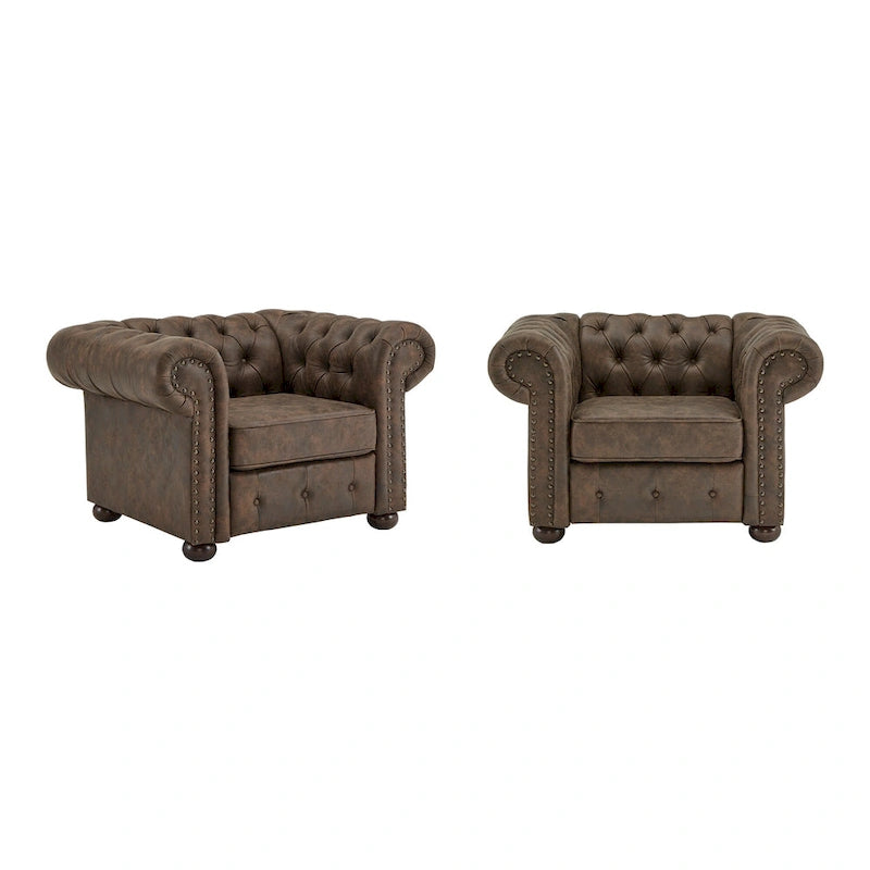 Poltrona Chesterfield con braccioli arricciati, trapuntata, modello Gdansk
