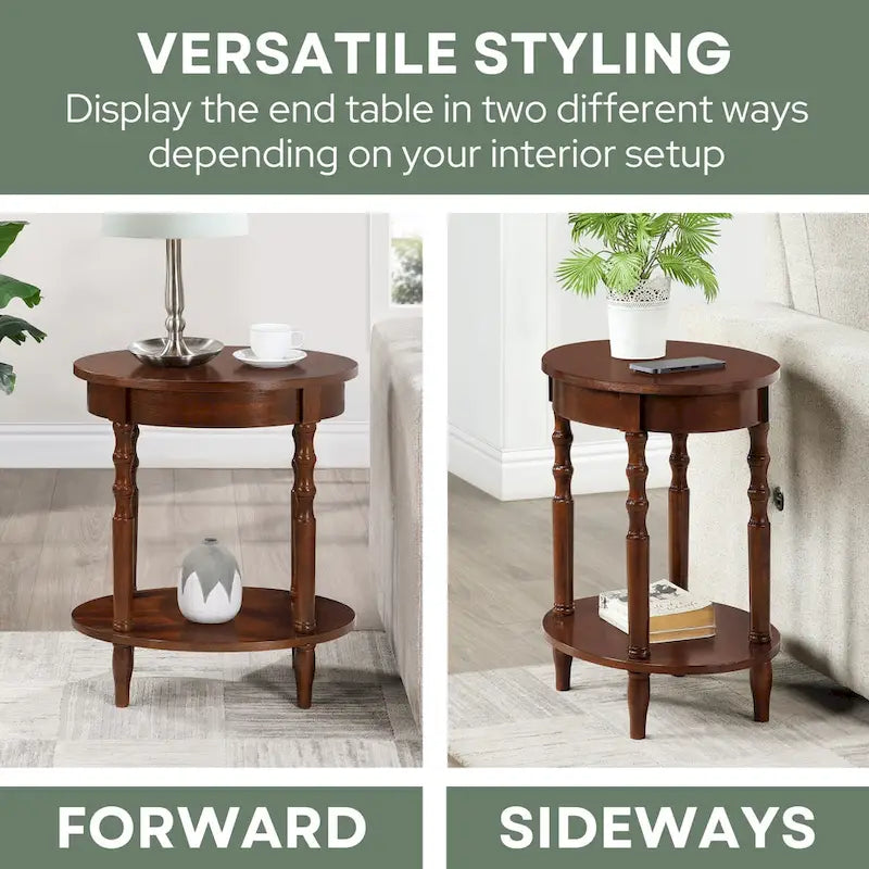 Convenience Concepts Classic Accents Tavolino ovale Brandi con ripiano