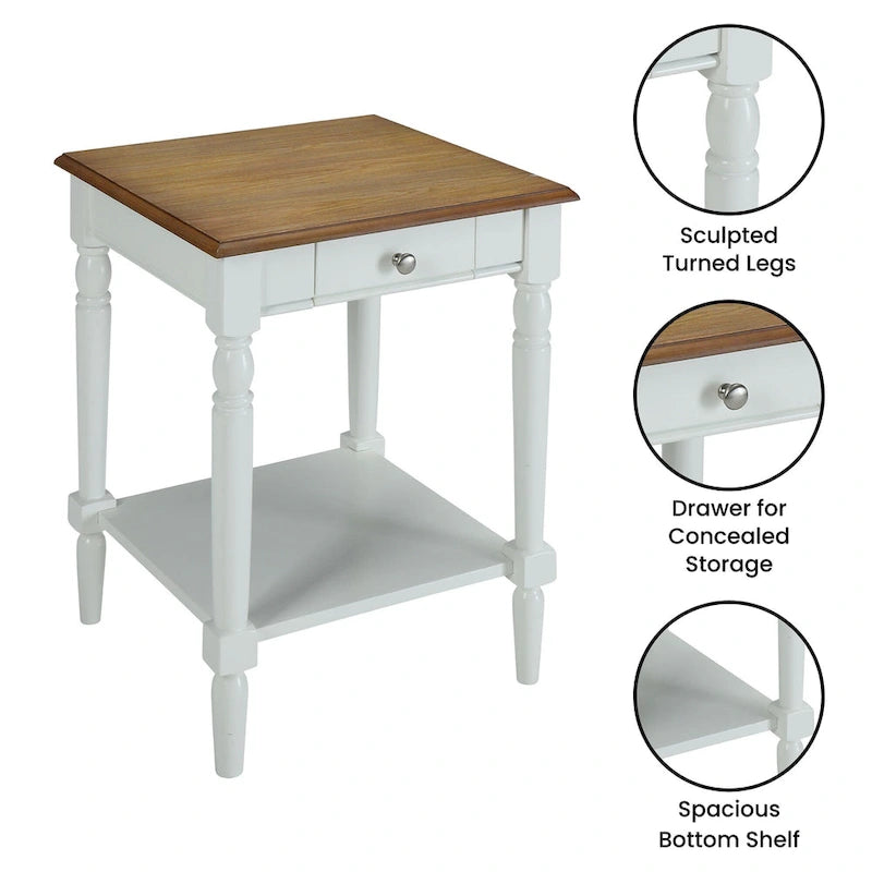 Convenience Concepts Tavolino da divano/letto a 1 cassetto con ripiano French Country