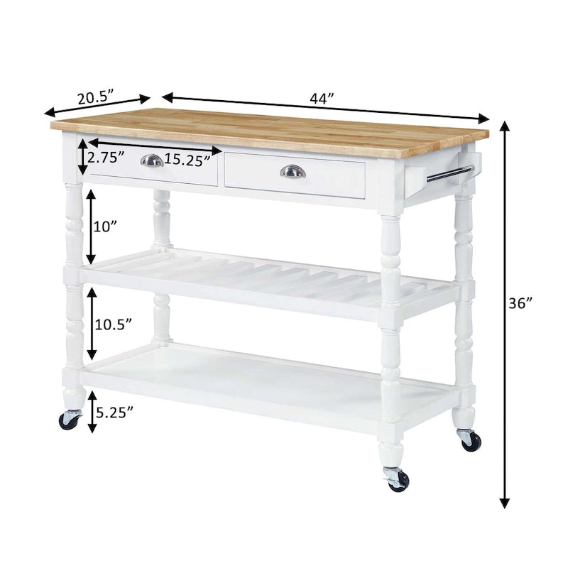 Carrello da cucina con cassetti a 3 ripiani French Country di Convenience Concepts