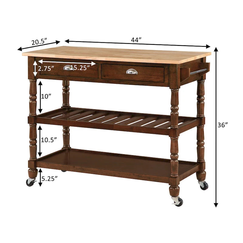 Carrello da cucina con cassetti a 3 ripiani French Country di Convenience Concepts