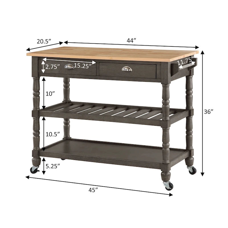 Carrello da cucina con cassetti a 3 ripiani French Country di Convenience Concepts