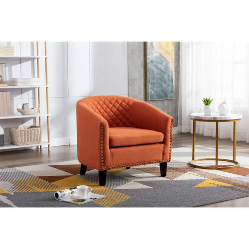 Fauteuil d'appoint avec clous décoratifs et pieds en bois massif pour salon