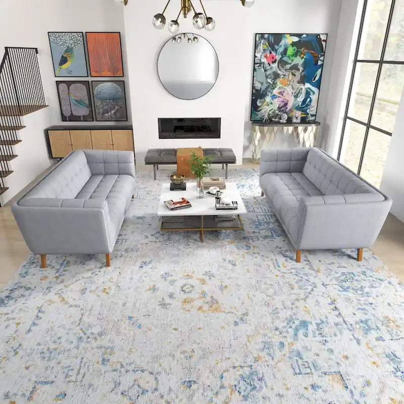 Ensemble de canapé en velours Kartal Mid Century en