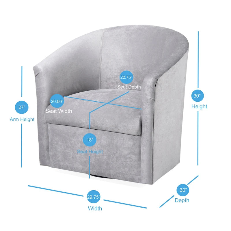 Poltrona girevole accent Ellery Modern in microfibra di Greyson Living