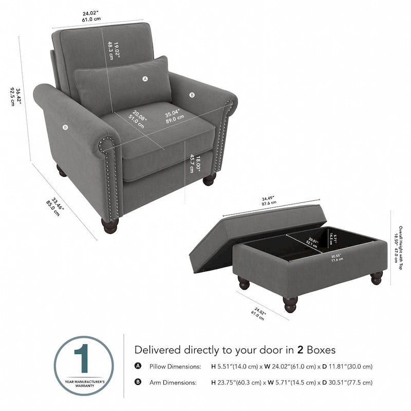 Poltrona con poggiapiedi Coventry di Bush Furniture