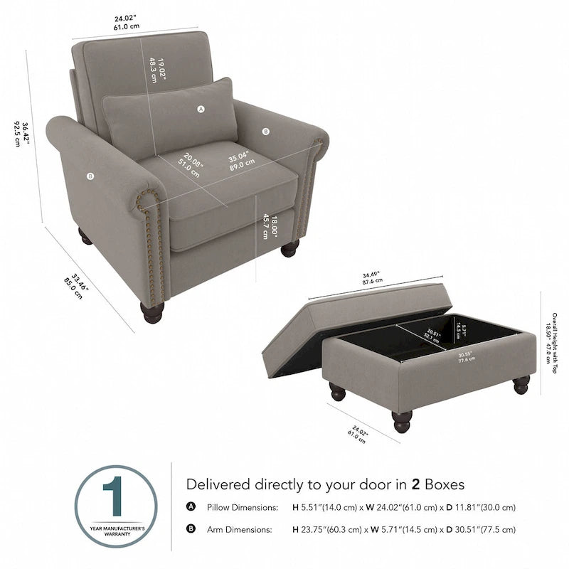 Poltrona con poggiapiedi Coventry di Bush Furniture