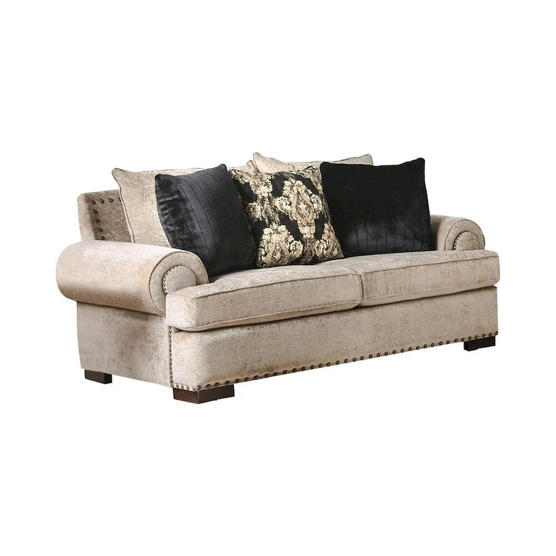 Furniture of America Jula Set Divano Tradizionale in Lino 2 Pezzi