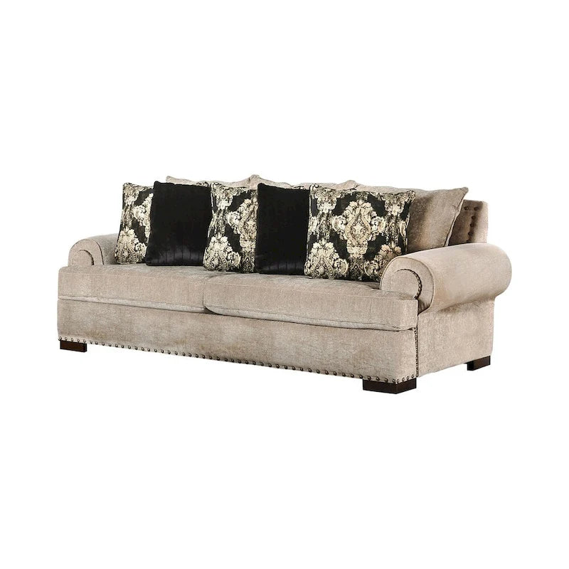 Furniture of America Jula Set Divano Tradizionale in Lino 2 Pezzi