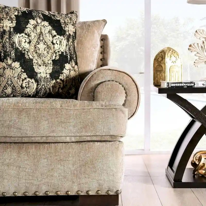 Furniture of America Jula Set Divano Tradizionale in Lino 2 Pezzi
