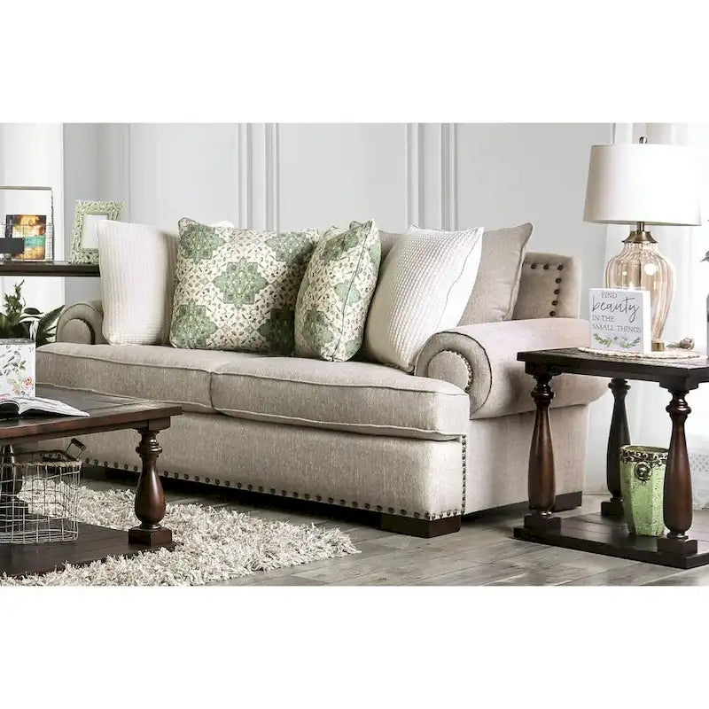 Furniture of America Jula Set Divano Tradizionale in Lino 2 Pezzi