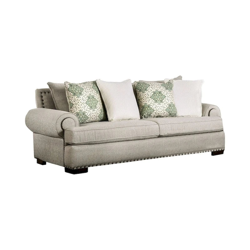 Furniture of America Jula Set Divano Tradizionale in Lino 2 Pezzi