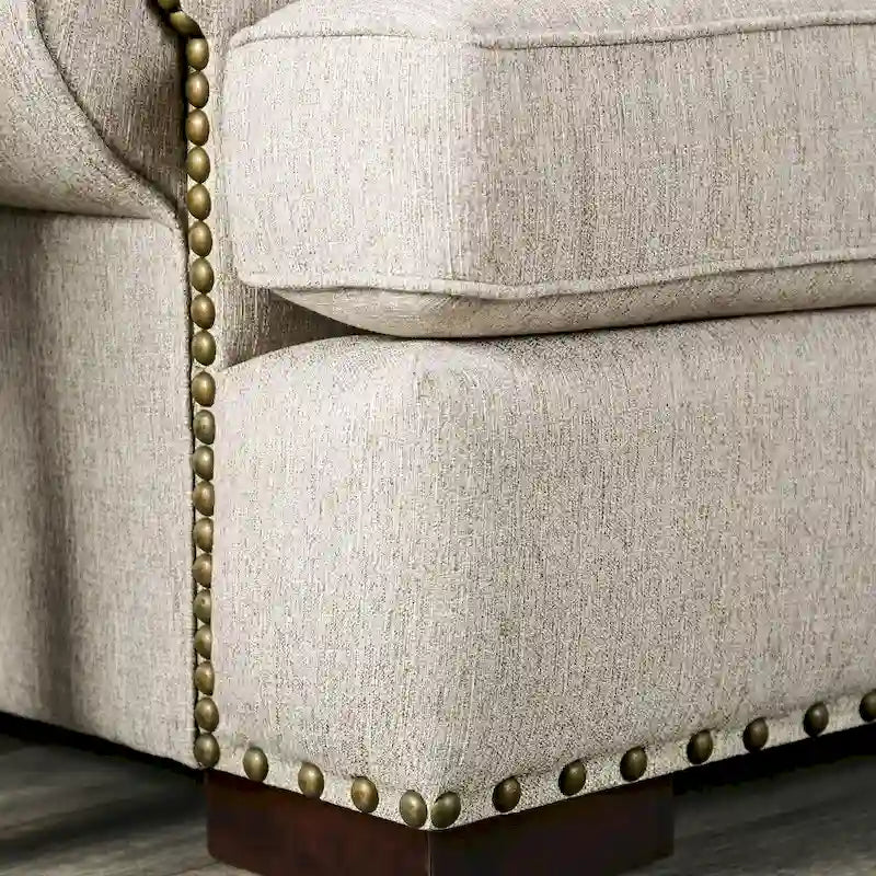 Furniture of America Jula Set Divano Tradizionale in Lino 2 Pezzi