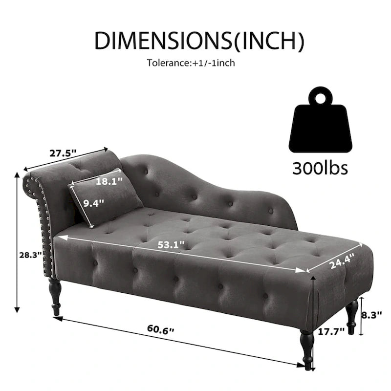 Poltrona a Sdraio in Velluto 61 con 1 Cuscino e Rivestimento con Borchie