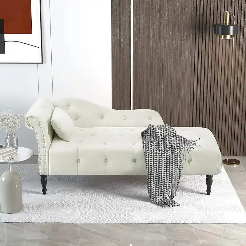 Poltrona a Sdraio in Velluto 61 con 1 Cuscino e Rivestimento con Borchie