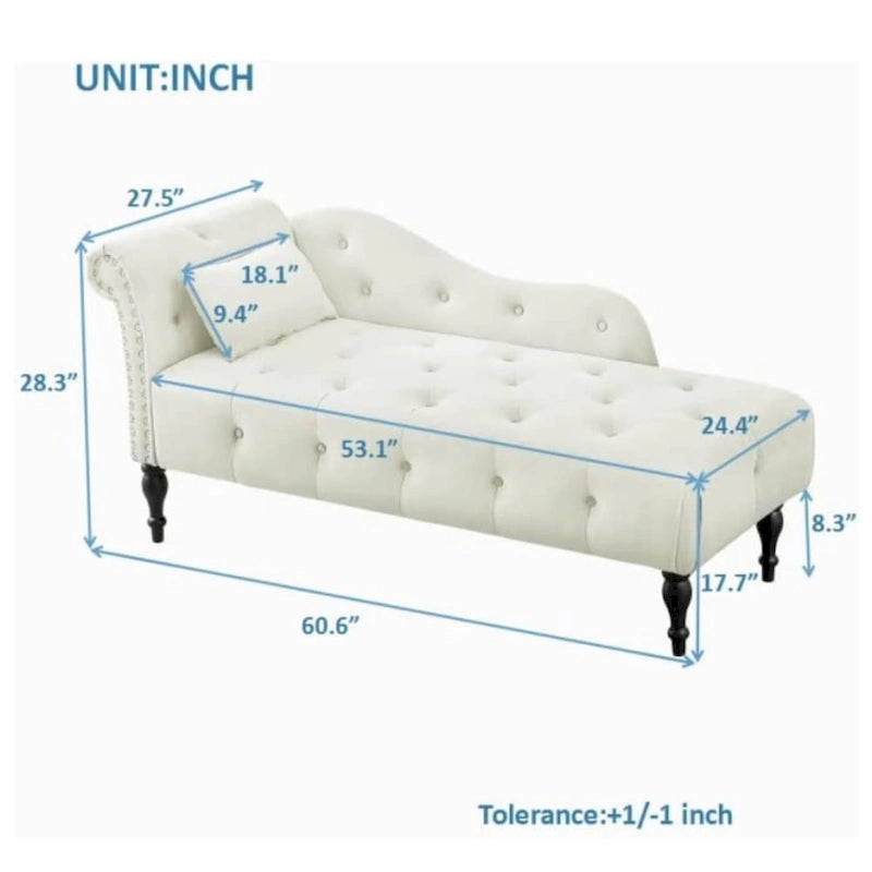 Poltrona a Sdraio in Velluto 61 con 1 Cuscino e Rivestimento con Borchie