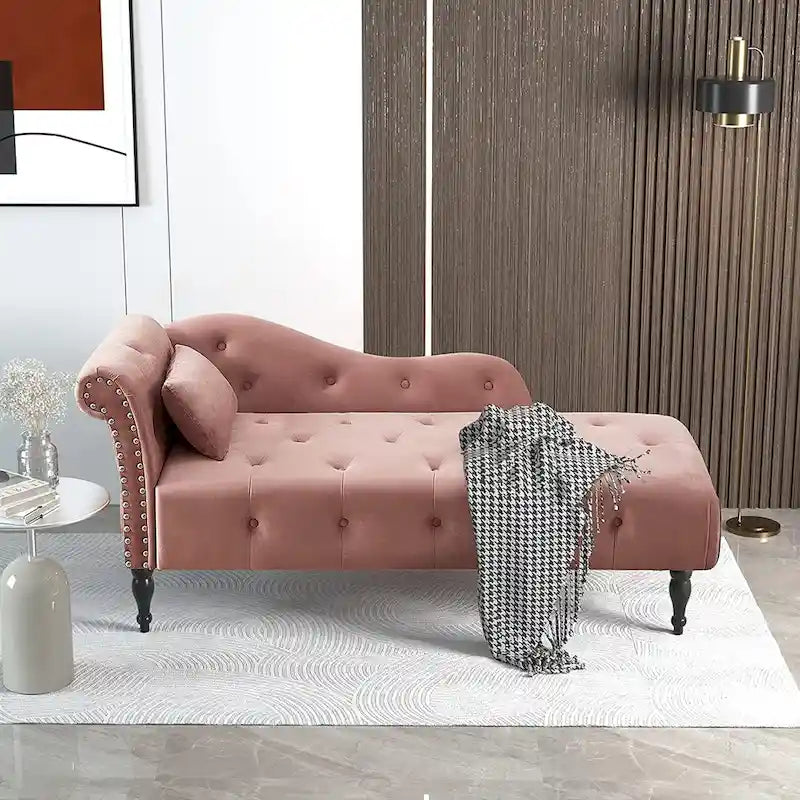 Poltrona a Sdraio in Velluto 61 con 1 Cuscino e Rivestimento con Borchie