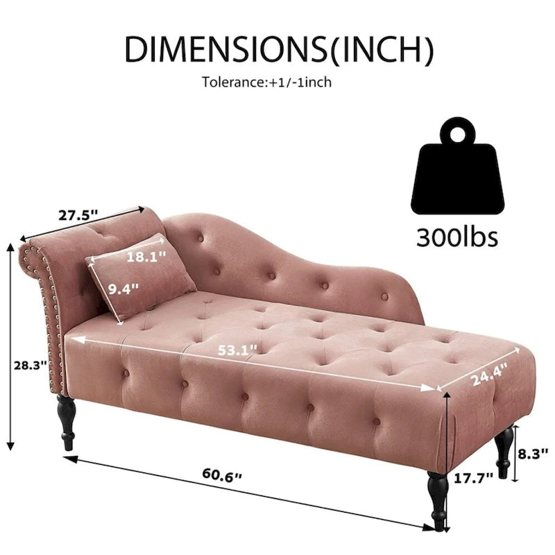 Poltrona a Sdraio in Velluto 61 con 1 Cuscino e Rivestimento con Borchie
