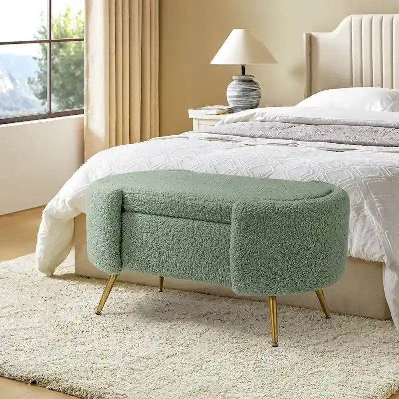 Banc de rangement large Clara 39,4 avec pieds en métal