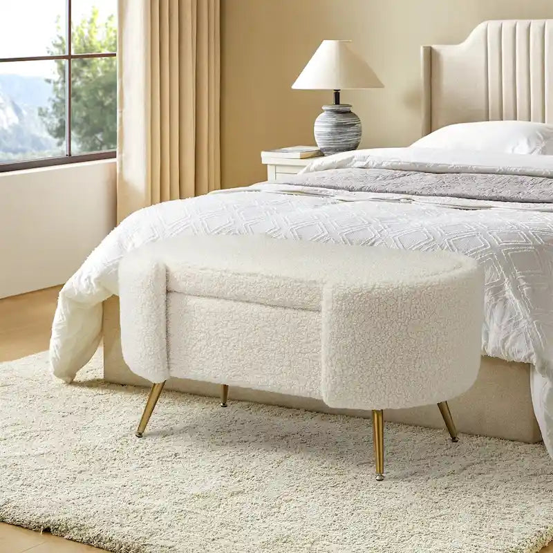 Banc de rangement large Clara 39,4 avec pieds en métal