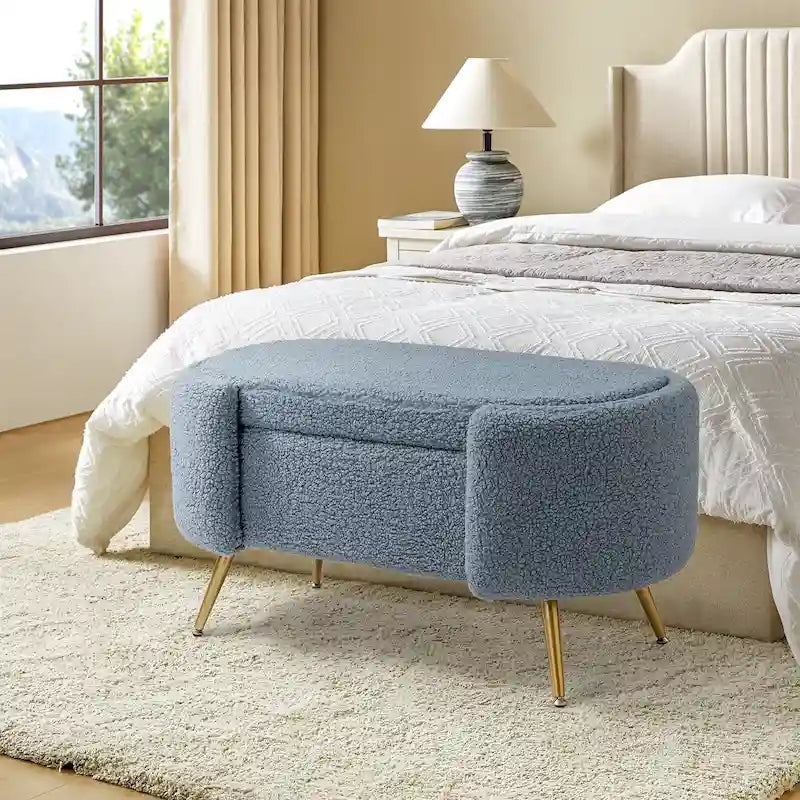 Banc de rangement large Clara 39,4 avec pieds en métal