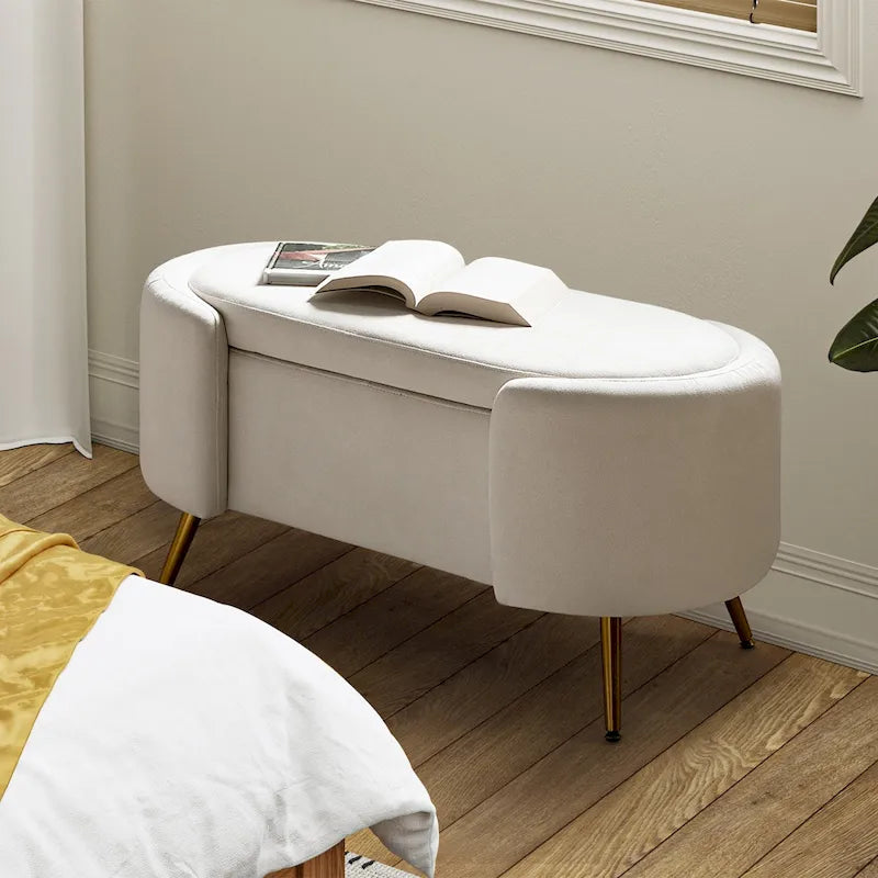 Banc de rangement large Clara 39,4 avec pieds en métal