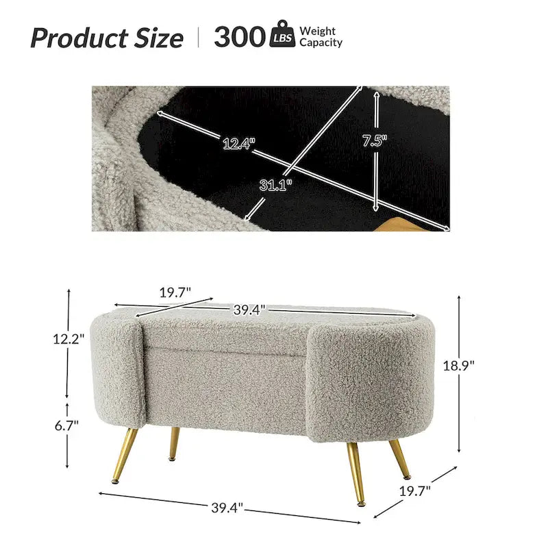 Panca Contenitore Larga Clara 39.4 con Gambe in Metallo