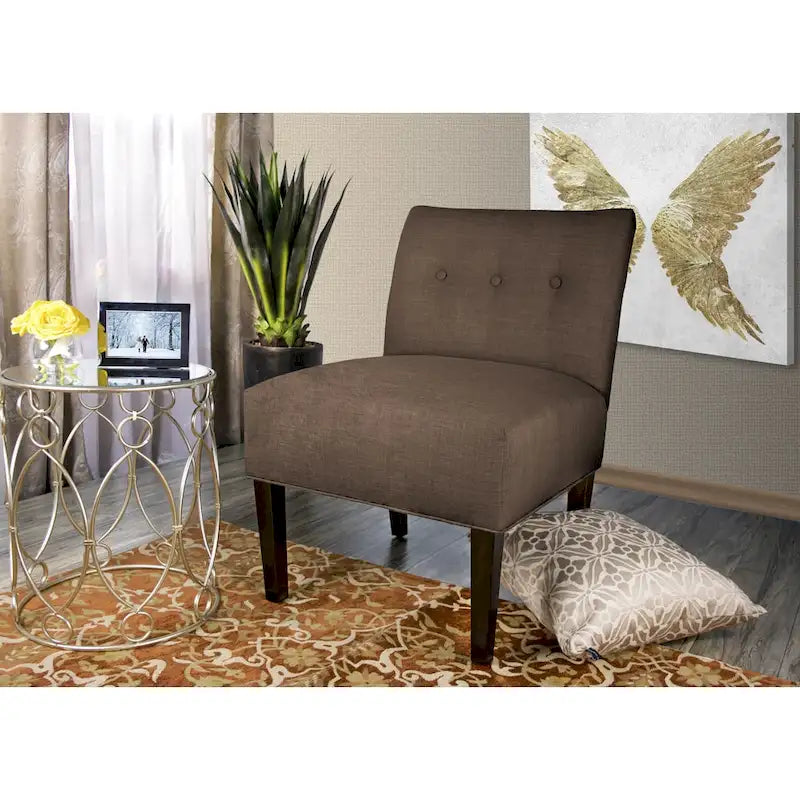 MJL Furniture Obsession Sedia d'accento trapuntata in similpelle marrone (COSÌ COM'È)