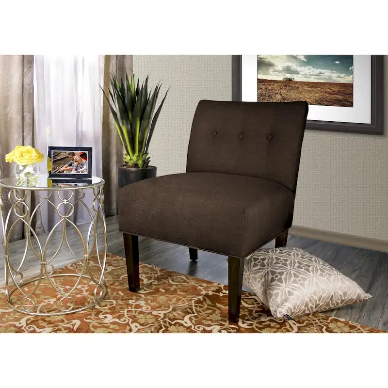 MJL Furniture Obsession Sedia d'accento trapuntata in similpelle marrone (COSÌ COM'È)
