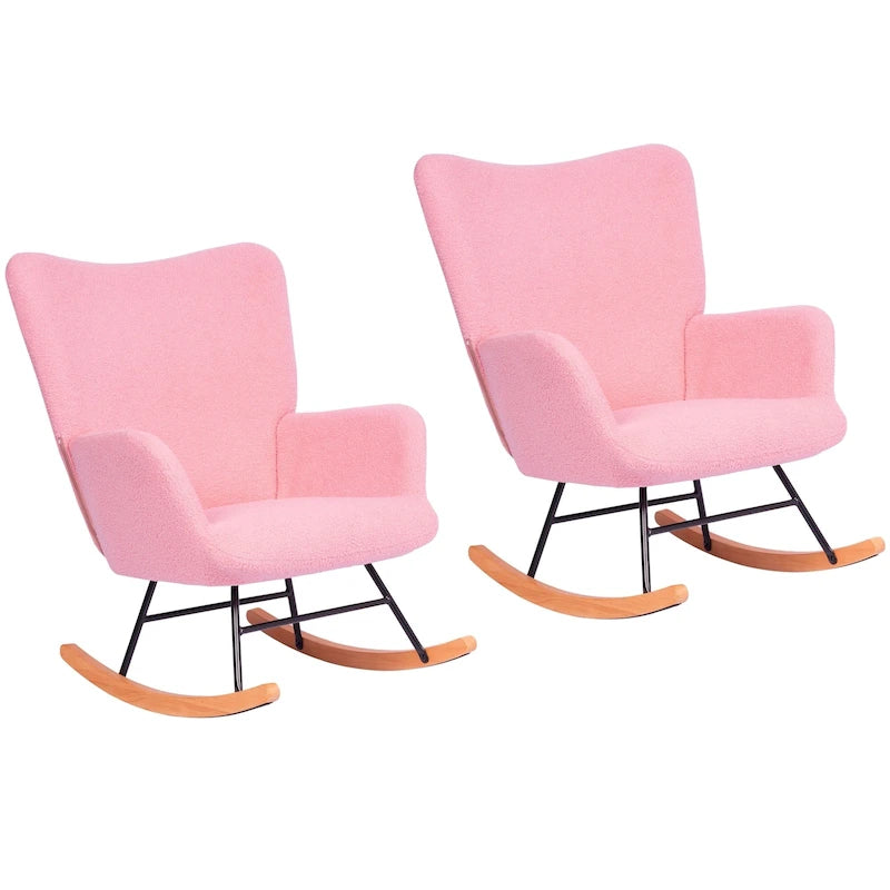 Javlergo Fauteuil à bascule Teddy rembourré 2 pièces avec poches de rangement Fauteuils à bascule d'appoint modernes Fauteuil latéral confortable