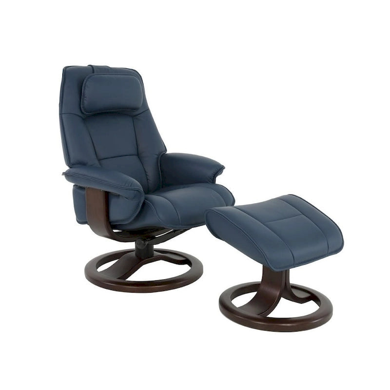 Poltrona reclinabile in pelle e pouf Fjords Admiral R