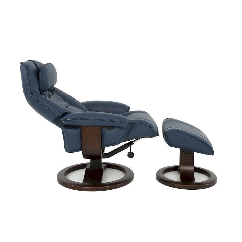 Poltrona reclinabile in pelle e pouf Fjords Admiral R