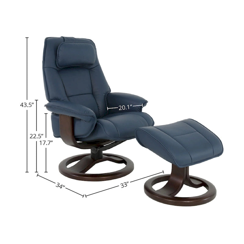 Poltrona reclinabile in pelle e pouf Fjords Admiral R