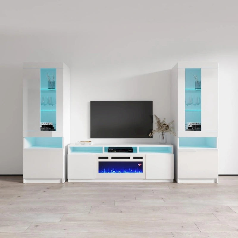 Camino elettrico Reno WH05, mobile da parete moderno con centro di intrattenimento