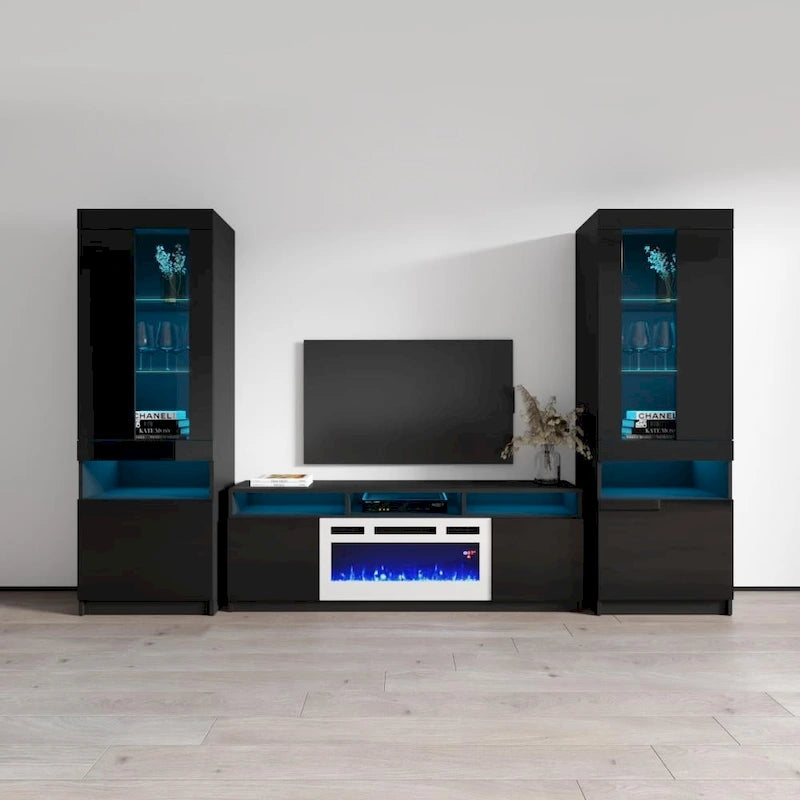 Camino elettrico Reno WH05, mobile da parete moderno con centro di intrattenimento