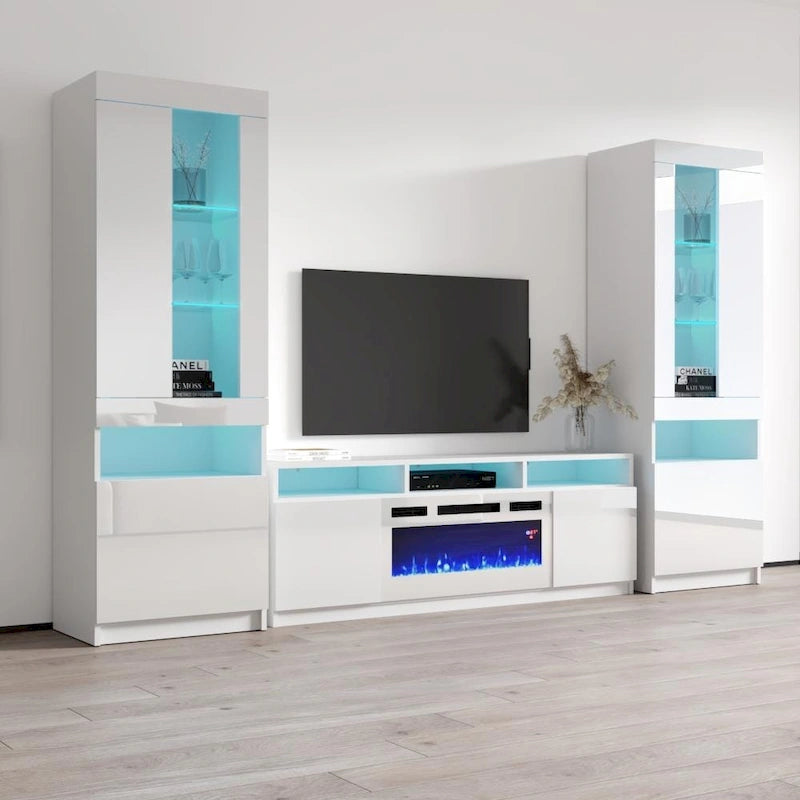 Camino elettrico Reno WH05, mobile da parete moderno con centro di intrattenimento