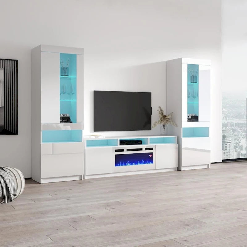 Camino elettrico Reno WH05, mobile da parete moderno con centro di intrattenimento