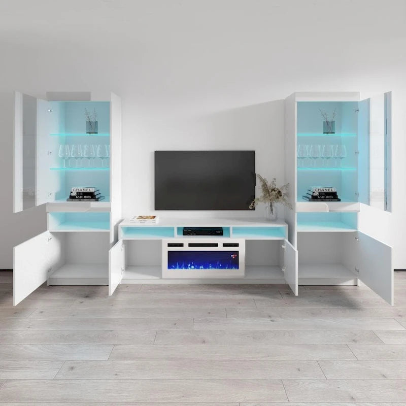Camino elettrico Reno WH05, mobile da parete moderno con centro di intrattenimento